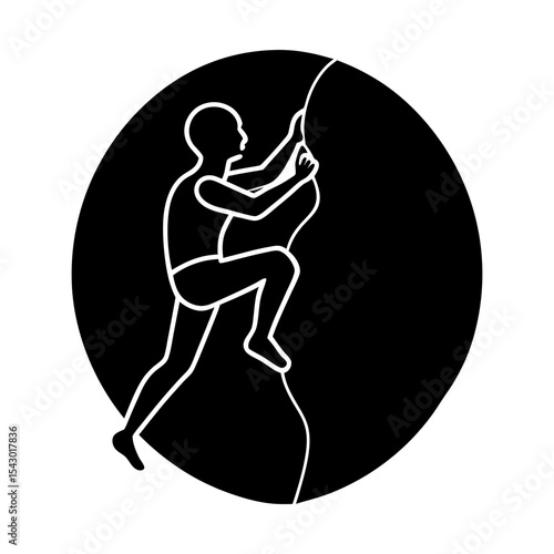 Adventure climbing sport silhouette vector illustration for extreme sport