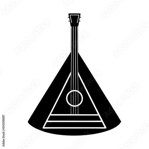 Balalaika musical instrument stringed folk triangle shaped vector icon art silhouette