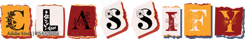 CLASSIFY Floral Typography of a Concept Word � Elegant Torn Paper Letter Design