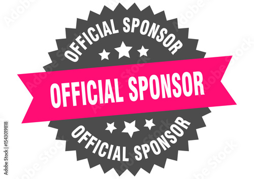 official sponsor. official sponsor round pink label isolated on transparent background