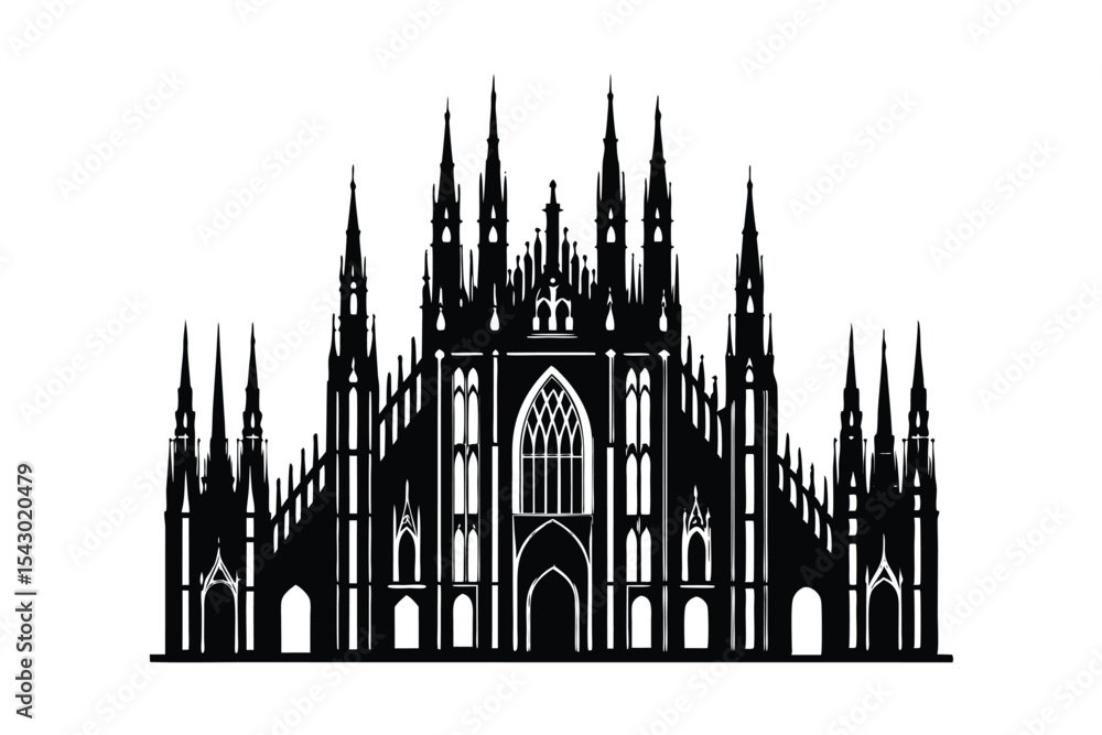 Fototapeta premium Milan Cathedral Illustration on White Background Vector graphic