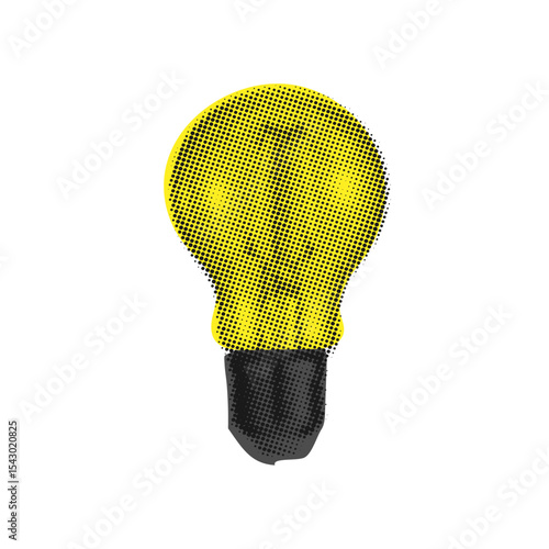 Halftone light bulb,trendy halftone collage element, business idea and solutions,cut out from magazine