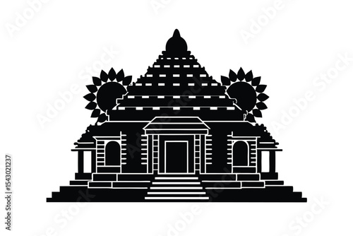Konark Sun Temple Design on White Background Vector