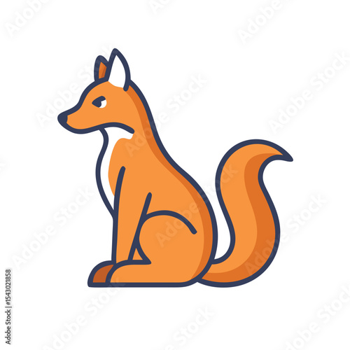 Vector icon of a sitting fox. Minimalist style, isolated on transparent background