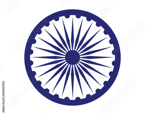 Ashoka Chakra vector icon, Indian flag wheel symbol of justice and freedom