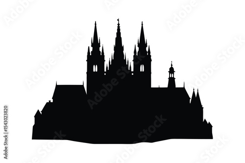 Prague Castle Illustration on White Background for Design Projects