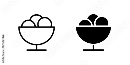 Ice Cream Bowl Icon Set ideal for dessert or snack themes.