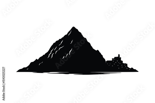 Rock of Gibraltar Illustration on White Background detailed