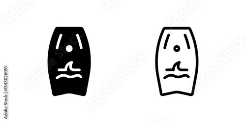 An icon of a boogie board for water sports, symbolizing surfing and recreational beach activities.