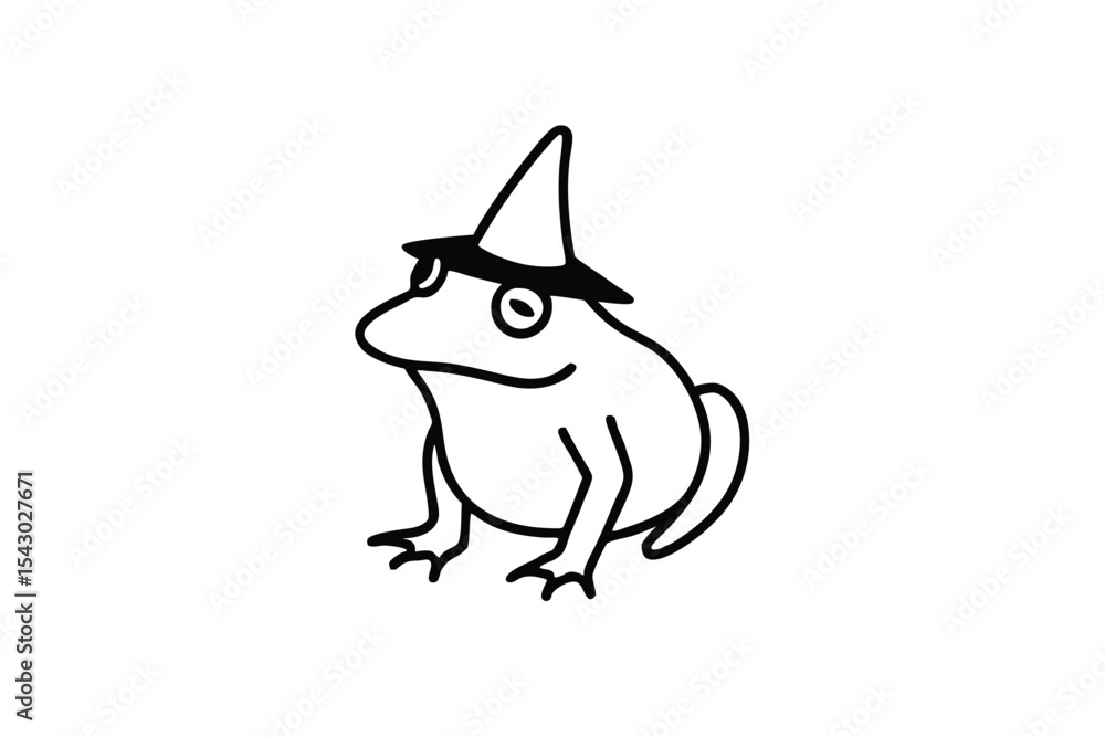 Obraz premium Cartoon Frog Wearing a Wizard Hat on a White Background