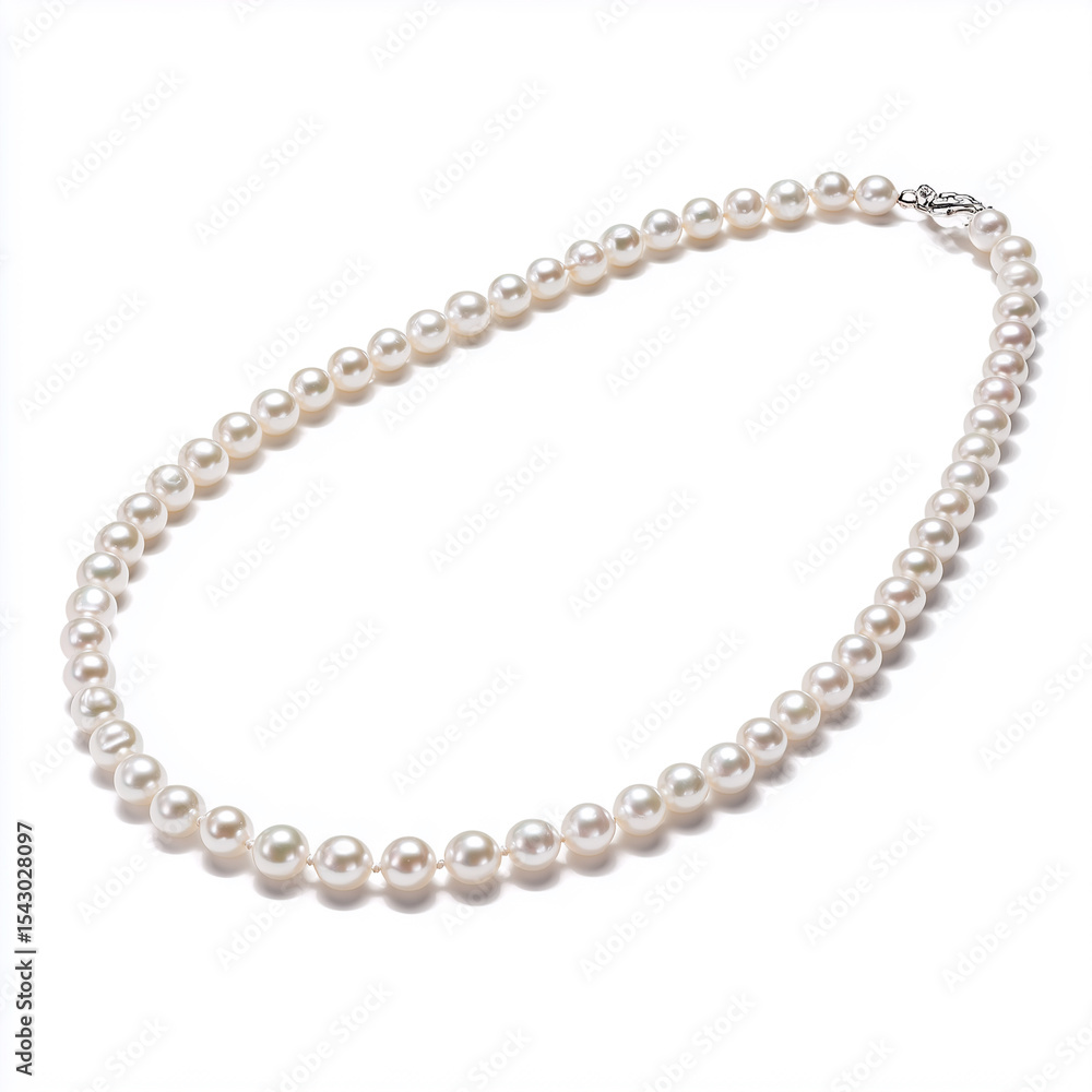 Fototapeta premium Simple pearl necklace laid in an open spiral
