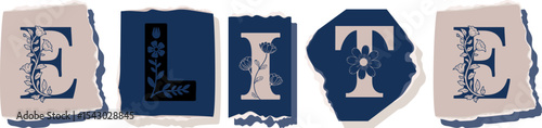 ELITE Floral Typography of a Concept Word � Elegant Torn Paper Letter Design