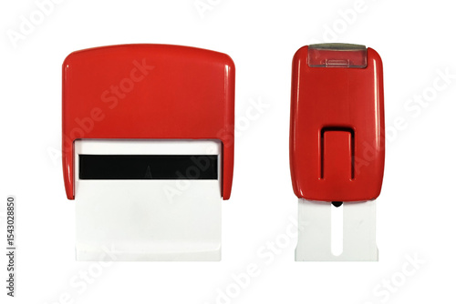 Rubber stamp machine red colour elevation