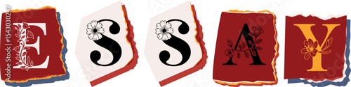 ESSAY Floral Typography of a Concept Word � Elegant Torn Paper Letter Design