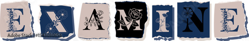 EXAMINE Floral Typography of a Concept Word � Elegant Torn Paper Letter Design