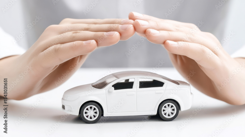 custom made wallpaper toronto digitalWhite toy car protected by hands symbolizing the importance of car insurance in a soft setting