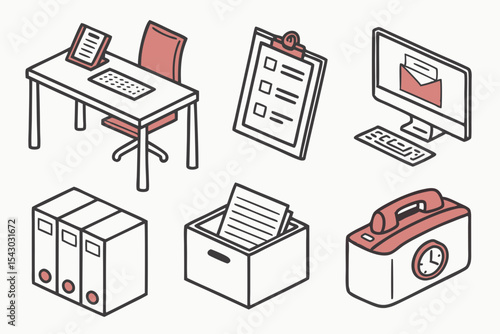 vector illustration of a set of furniture icons