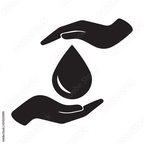Billede på lærred Hands Protecting Water Drop Symbol - Icon for Conservation