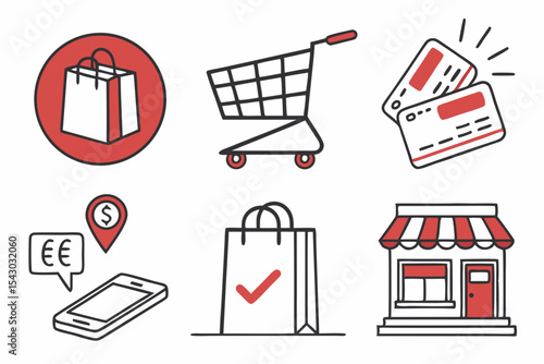 shopping cart icons set