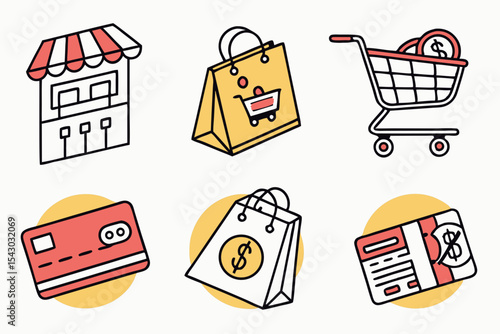 shopping icon set