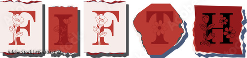 FIFTH Floral Typography of a Concept Word � Elegant Torn Paper Letter Design