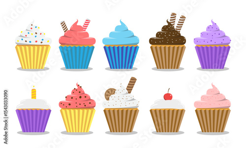 Collection of 10 Delicious Cupcake Illustrations