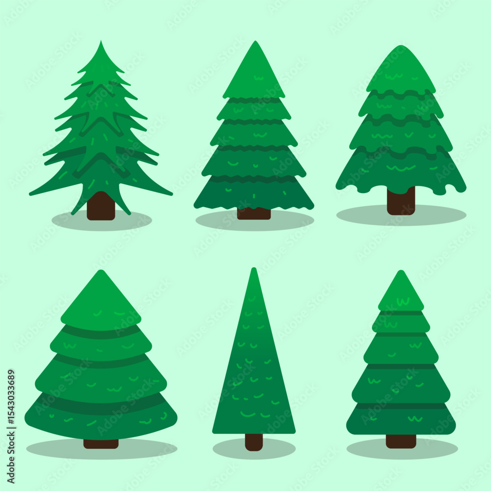 Obraz premium Collection of 6 Green Trees