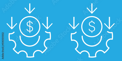 Cost reduction, money line icon. Cost effective line icons, reducing costs vector set. Low cost management icon in linear style.
