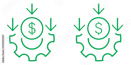 Cost reduction, money line icon. Cost effective line icons, reducing costs vector set. Low cost management icon in linear style.