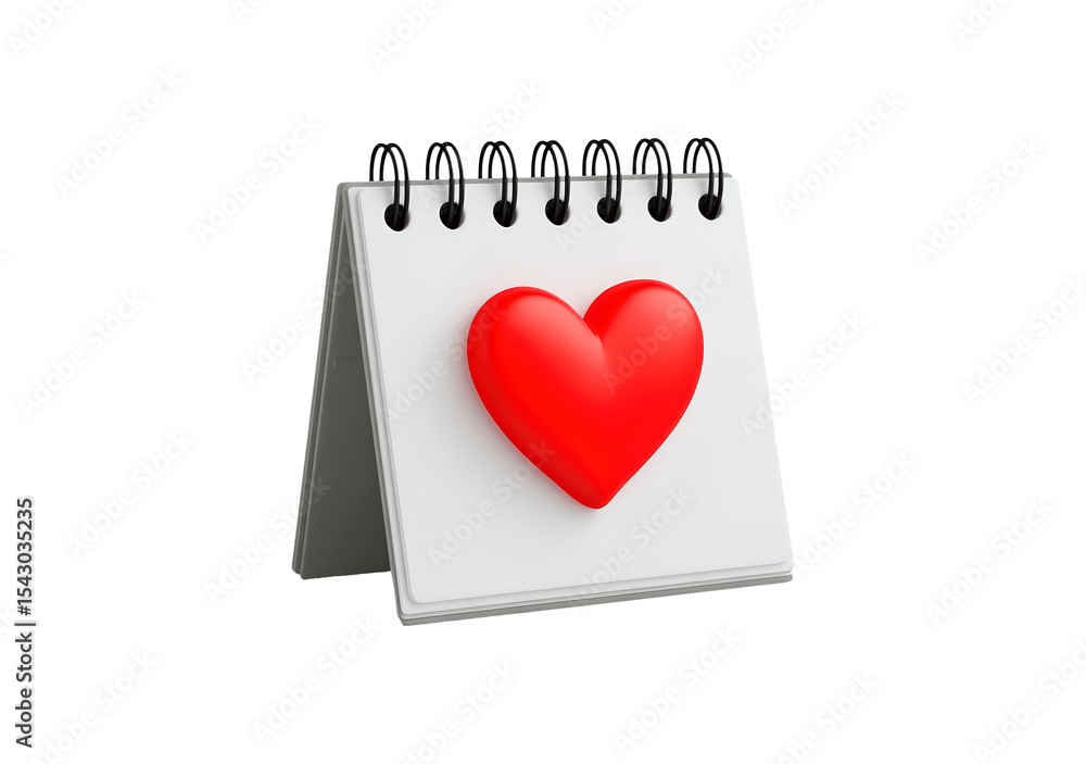 Heart shaped symbol on calendar page for valentine love celebration on transparent background, PNG Heart shaped symbol on calendar page for valentine love celebration on transparent background, PNG