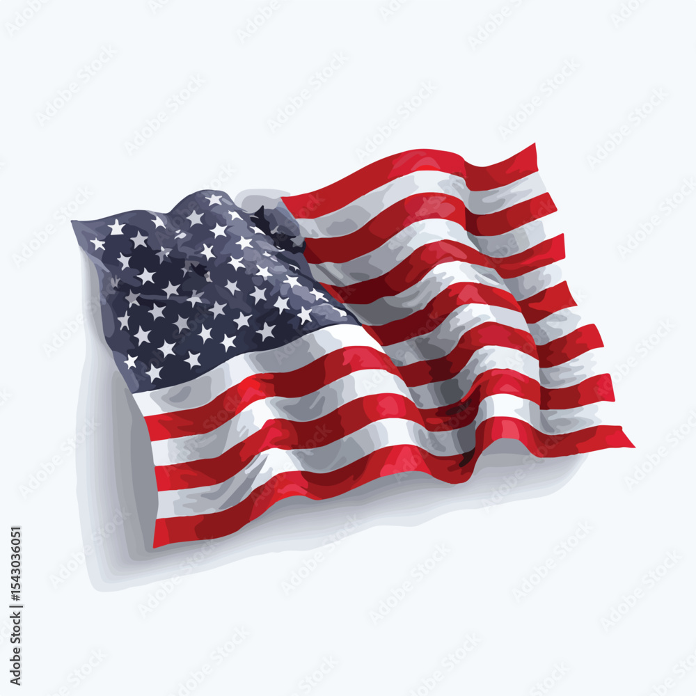 Obraz premium american flag isolated in White Background, american flag vector, Flat lay vector illustration