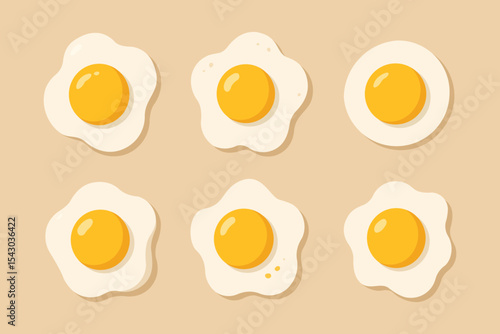 fried egg flat illustration set