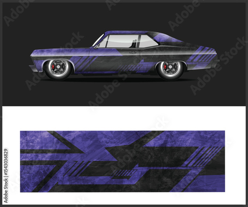 Custom Muscle Car Wrap Design with Abstract Geometric Pattern
