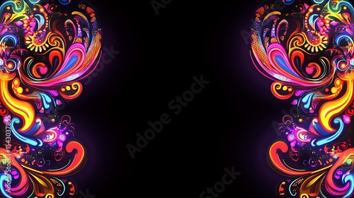 Vibrant abstract floral border