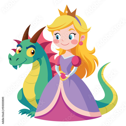 Princess with dragon friend
