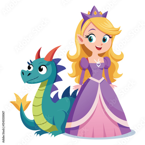 Princess with dragon friend