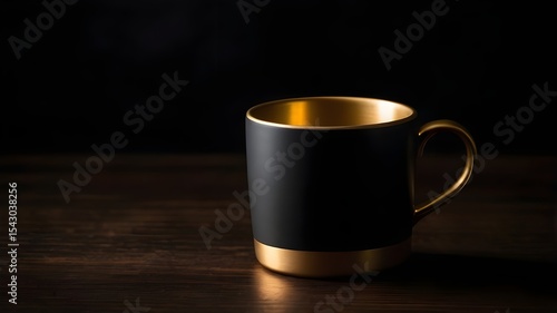 Black Matte Coffee Mug with Gold Base and Handle