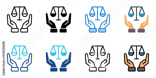 Attorney at law icon set multiple style collection 
