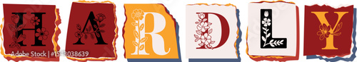 HARDLY Floral Typography of a Concept Word � Elegant Torn Paper Letter Design