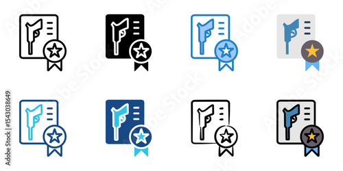 Firearms law icon set multiple style collection 
