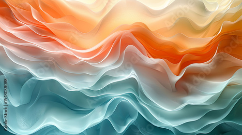 Abstract Flowing Fabric Waves in Warm and Cool Tones