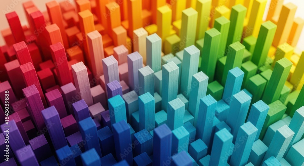 Colorful Isometric Abstract Illustration with Rectangular Bars Colorful Isometric Abstract Illustration with Rectangular Bars