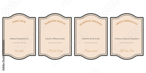 Isolated set of vintage light Labels with frame