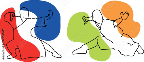 kung fu illustration moving exercise chineese fight fighting Sanda 