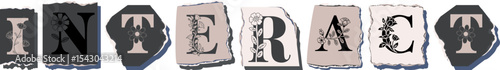 INTERACT Floral Typography of a Concept Word � Elegant Torn Paper Letter Design