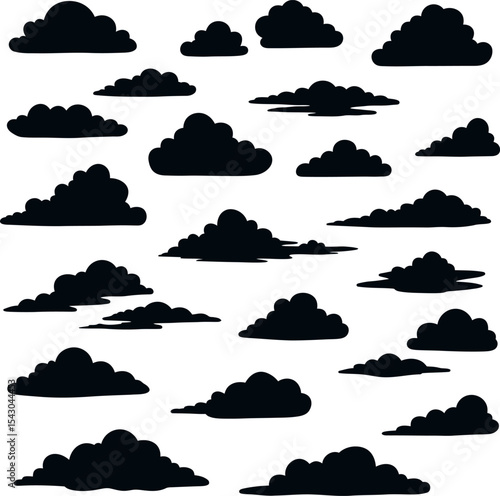 Cloud Silhouettes Collection: Weather & Sky Vector Elements