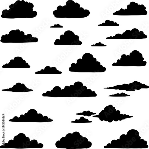 Cloud Silhouettes Collection: Weather & Sky Vector Elements