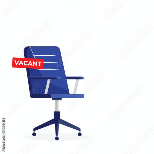 A blue chair with a vacant tag and some space for text. Post/Feed for business, marketing, and advertising. Vector illustration