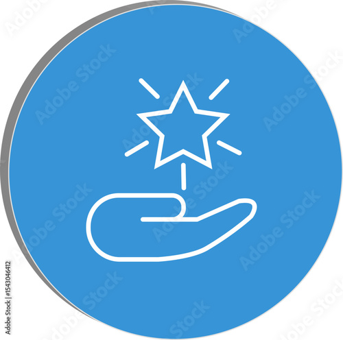 "Wellness support icon showing a hand holding a star, symbolizing care, help, and positivity in life enhancement themes, transparent background."