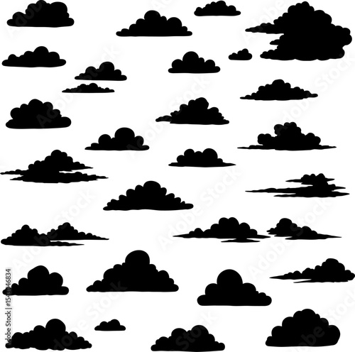 Diverse Cloud Silhouettes: Weather, Sky & Nature Elements